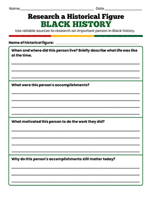 A-Z African American Visionaries Poster worksheet for young learners