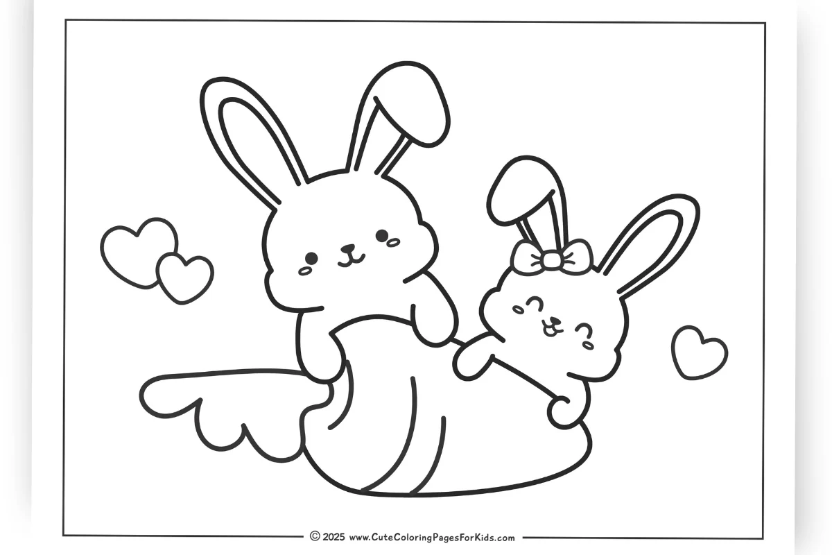 Festive Easter bunny coloring worksheet for preschool writing activities 06 Cute bunny coloring page worksheet for Pre-K students to practice writing and creativity 06