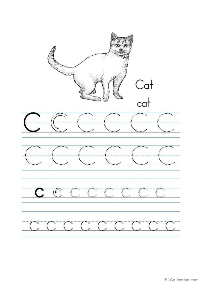 Letter C coloring worksheet for preschool students number eight Pre-K alphabet worksheet featuring coloring activities for the letter C sounds