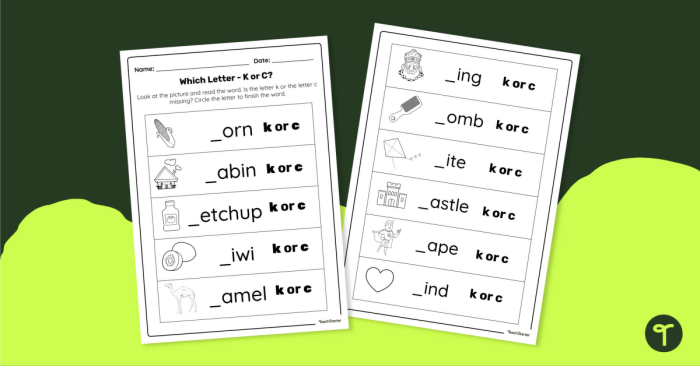 Pre-K worksheet page featuring various objects to help children identify words beginning with the letter C