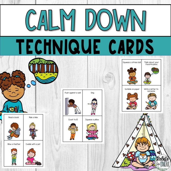 Calm Down Cards for Young Children Worksheet 10 Printable Calm Down Cards for Young Children worksheet with colorful coping strategy illustrations