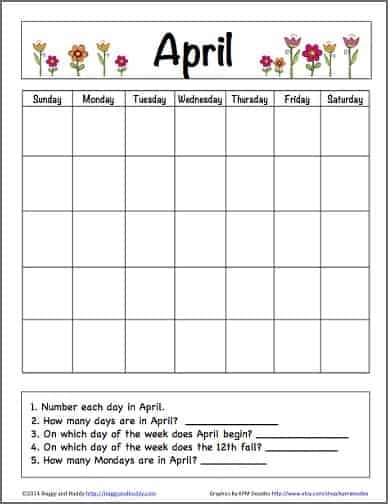 September Calendar Worksheet 14 for Preschool Time and Money Skills Pre-K student worksheet for creating a September calendar featuring counting and coloring exercises
