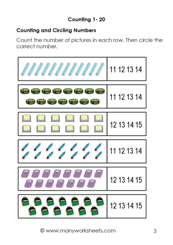 Counting Assessment Activity for Young Learners Image 2 Pre-K student counting numbers 1 to 20 on an assessment worksheet with numbered boxes and visual counting aids