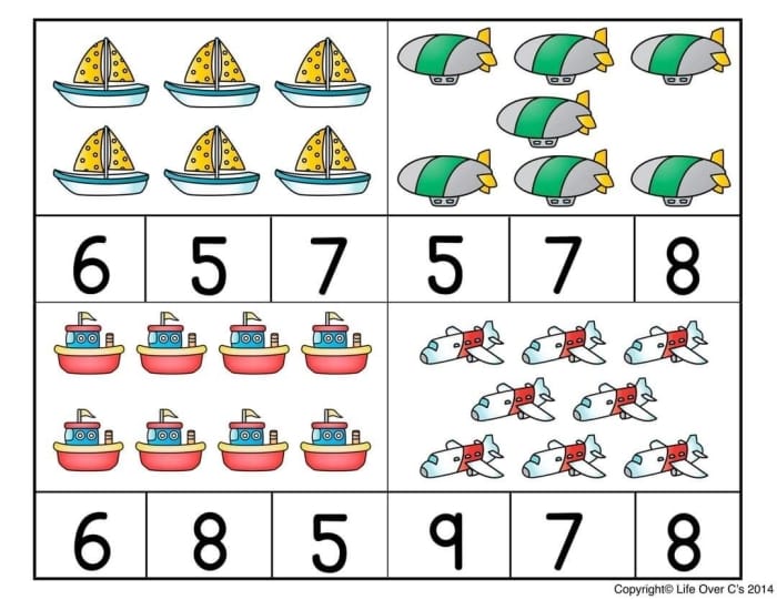 Number Cards 1 to 20 worksheet for preschool counting practice