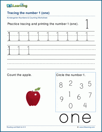 Ten colorful objects arranged in a row for counting practice in a Pre-K math worksheet