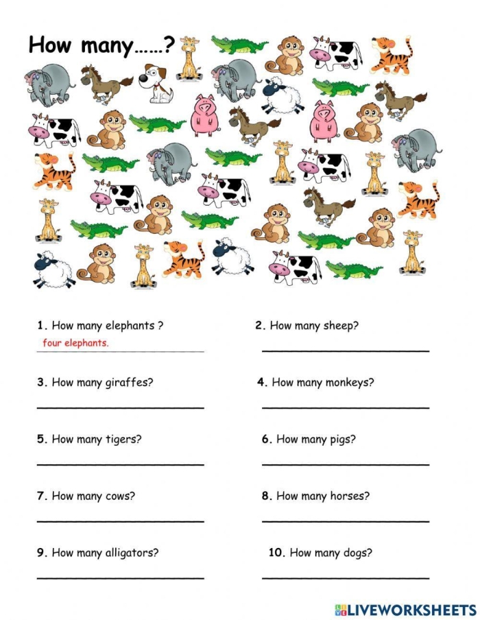 Pre-K worksheet with counting shapes and sorting colors for early learners