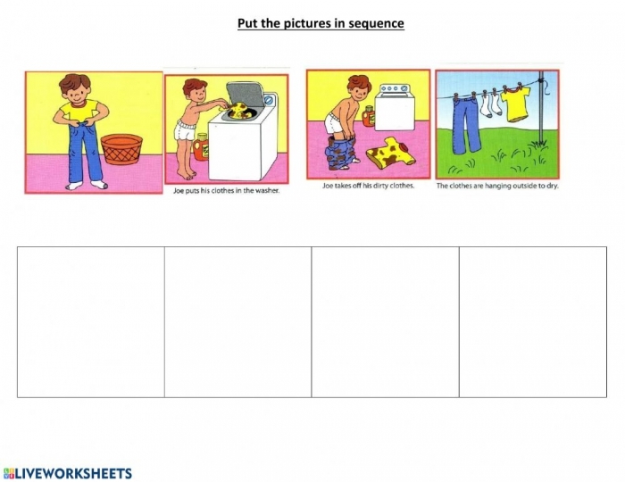 Reading worksheet for Pre-K Children engage in story sequencing with the Sequencing Your Day worksheet. Fun daily routine cut-and-paste activity for Pre-K learners.