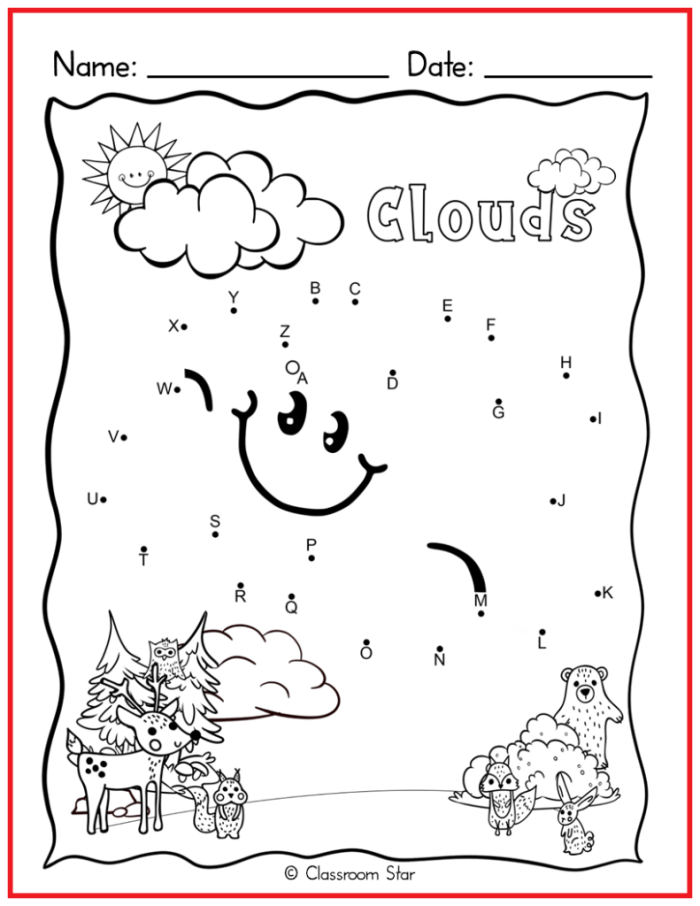 Alphabet connecting activity sheet number sixteen featuring a friendly dinosaur Pre-K dinosaur dot to dot worksheet featuring letters A through Z for kids
