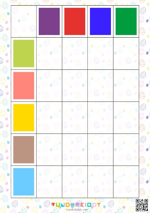 Pre-K reading worksheet featuring the Easter Bunny painting a blank egg for children to color and decorate