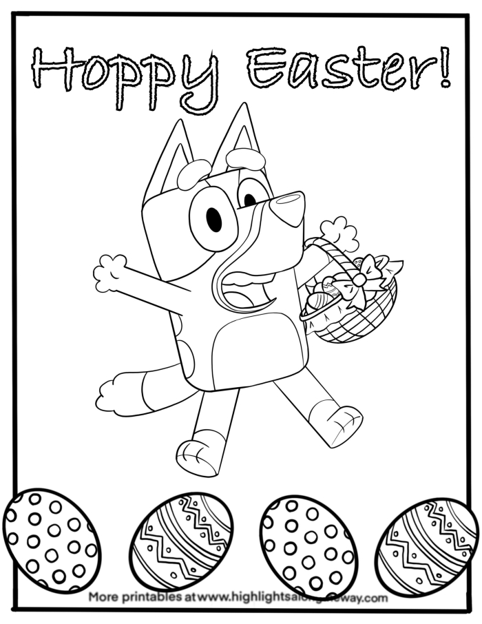 Pre-K students coloring Easter eggs bunnies and chicks on an algebra worksheet