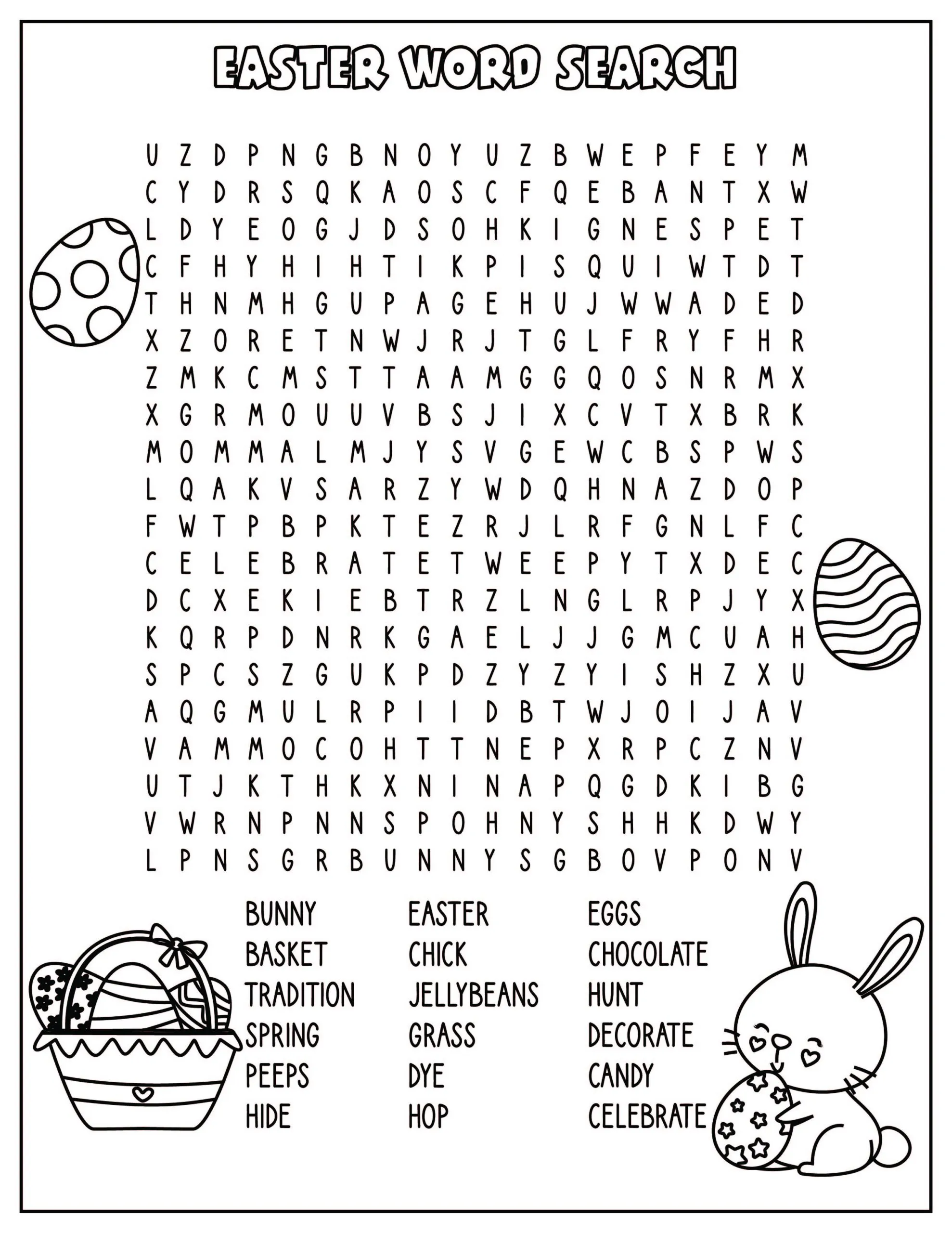 Pre-K algebra worksheet featuring coloring fun with Easter eggs, bunnies, and chicks 4