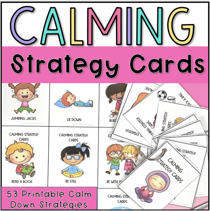 Calm Down Cards for Young Children Worksheet - Image 4 Self-regulation cards designed for young children to manage overwhelming emotions