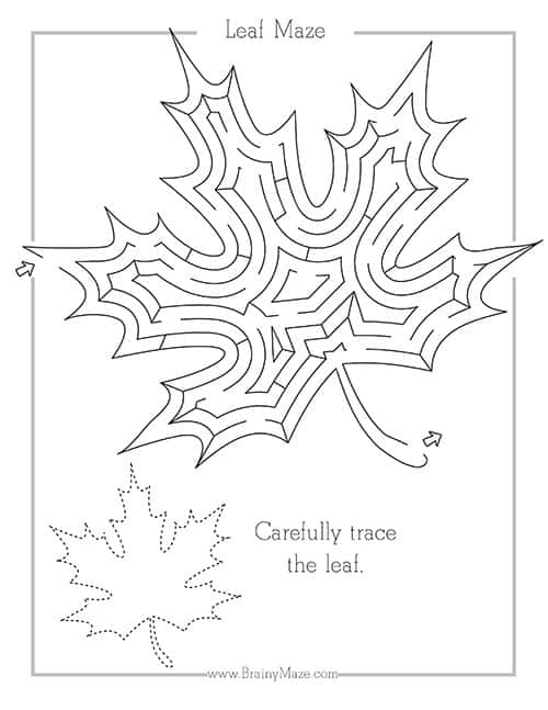 Pre-K fall maze worksheet featuring a path to collect pumpkins for the patch