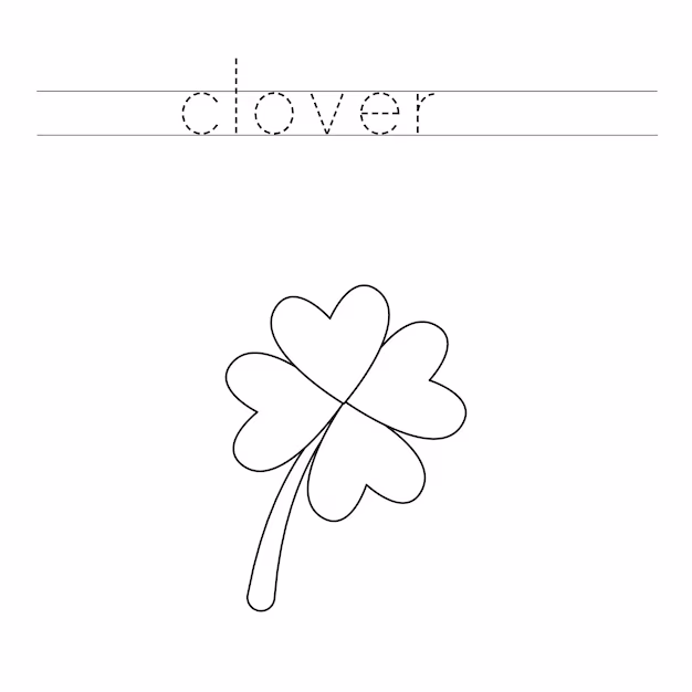 Worksheet for tracing and coloring a shamrock, perfect for St. Patrick's Day activities. Fun educational resource for Pre-K children to enhance fine motor skills.