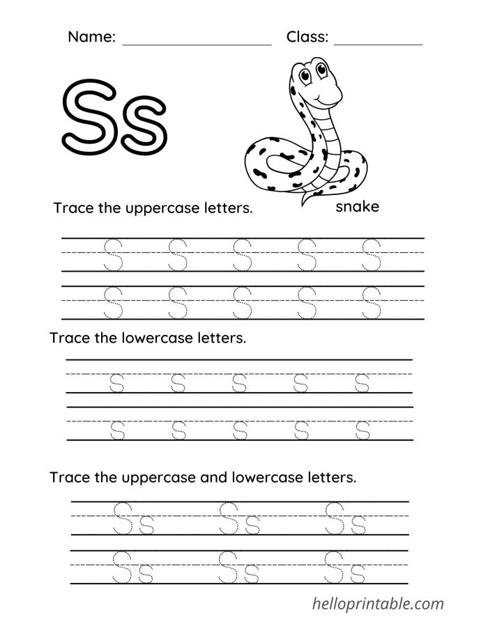 Child tracing curved lines and the letter S on a prekindergarten practice worksheet to develop fine motor skills