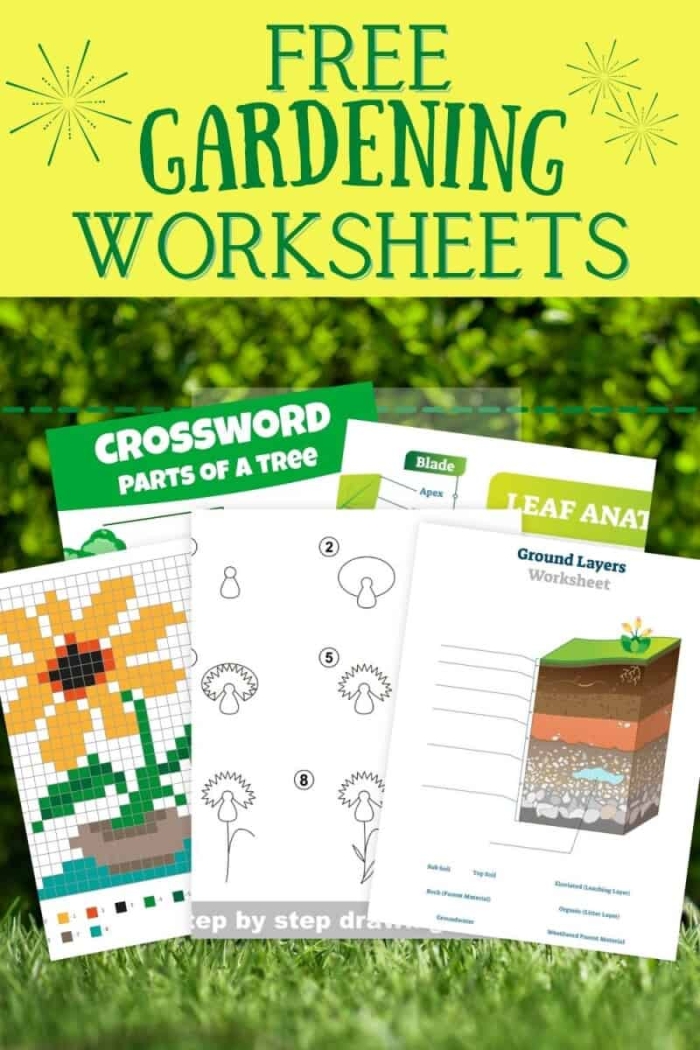 Pre-K geometry worksheet featuring cut and paste fruit shapes for planting a garden activity 18