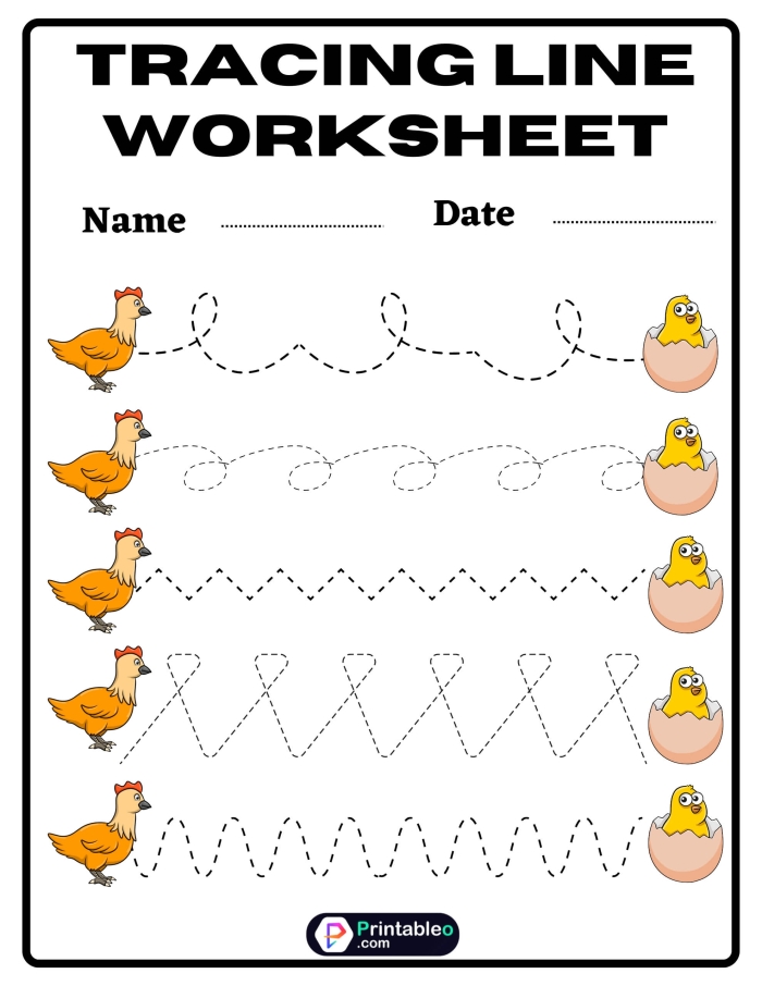 Pre-K worksheet page featuring a doggie directions line tracing activity for geometry practice