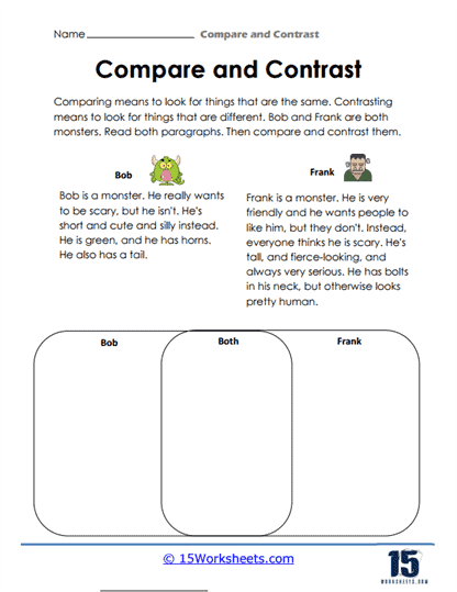 Comparing two objects in a fun geometry worksheet for Pre-K kids