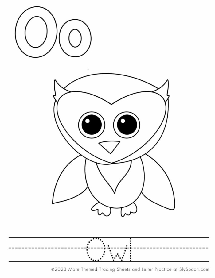 Preschool student coloring a page featuring three friendly Halloween owls in a forest setting