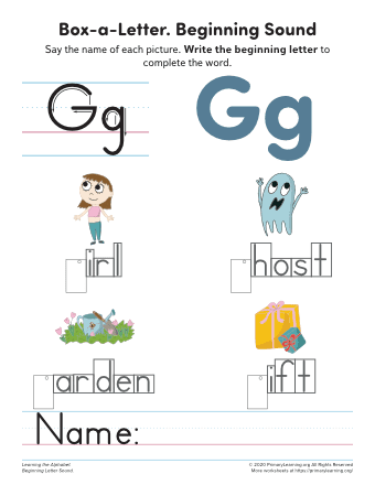 Pre-K worksheet activity featuring words and pictures that start with the letter A for on the go learning