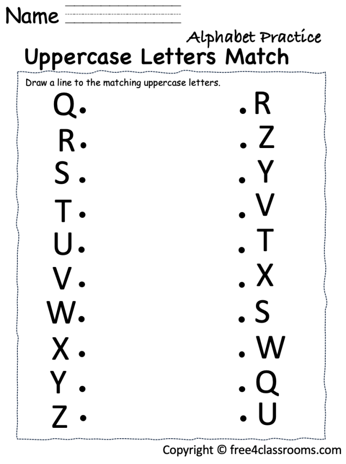 Pre-K alphabet practice worksheet featuring tracing and writing exercises for the letter A