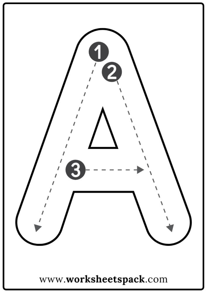 Preschool child tracing lowercase letters b, d, and p on a handwriting practice worksheet