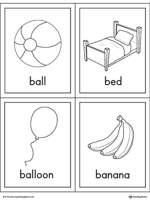 Pre-K worksheet featuring a variety of illustrations that start with the letter B