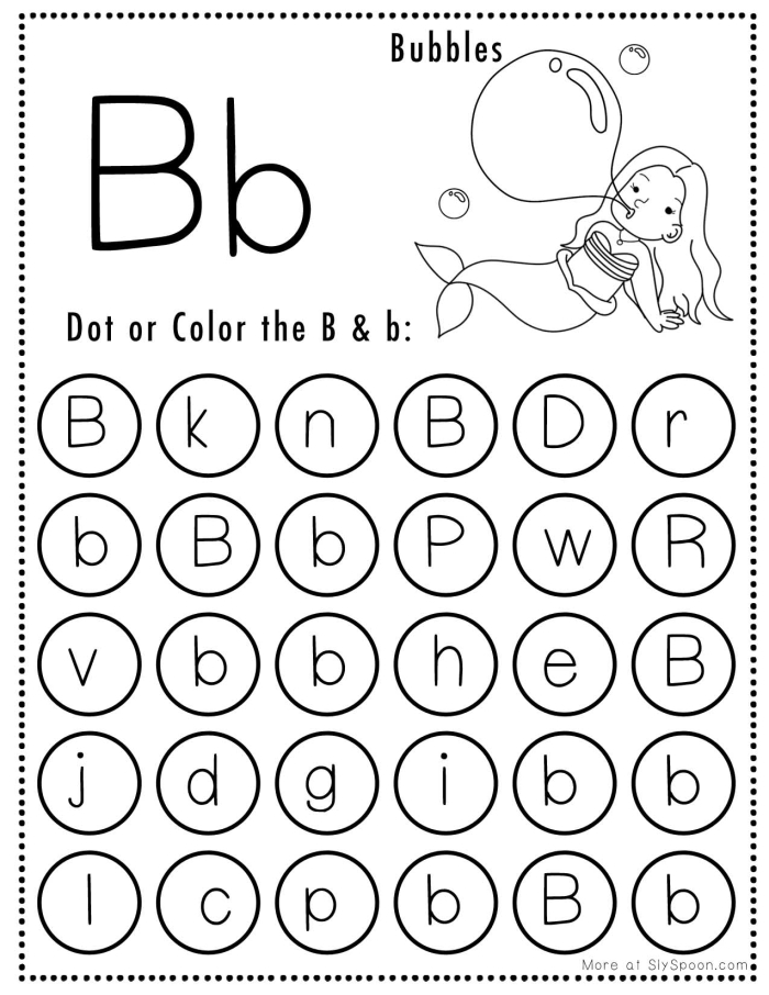 Find the Letter B Uppercase Worksheet Activity 24 Pre-K worksheet page featuring a friendly bear helping children identify and circle uppercase B letters