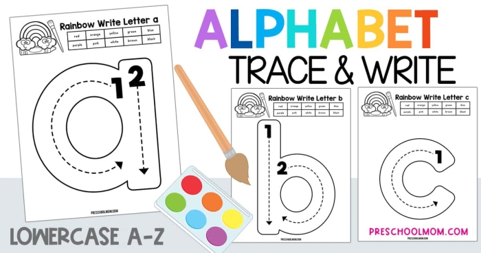 Child tracing lowercase letters b, d, and p on a handwriting practice worksheet with dotted lines