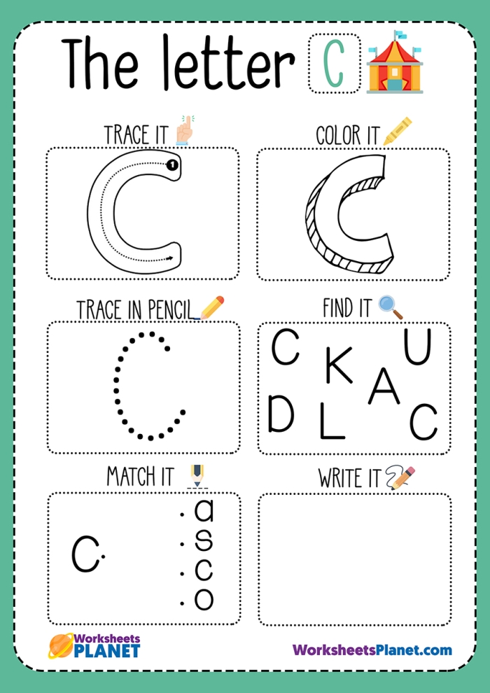 Fun and engaging C Is For... worksheet designed for Pre-K learning activities Worksheet featuring the letter C for preschoolers to color while learning sounds
