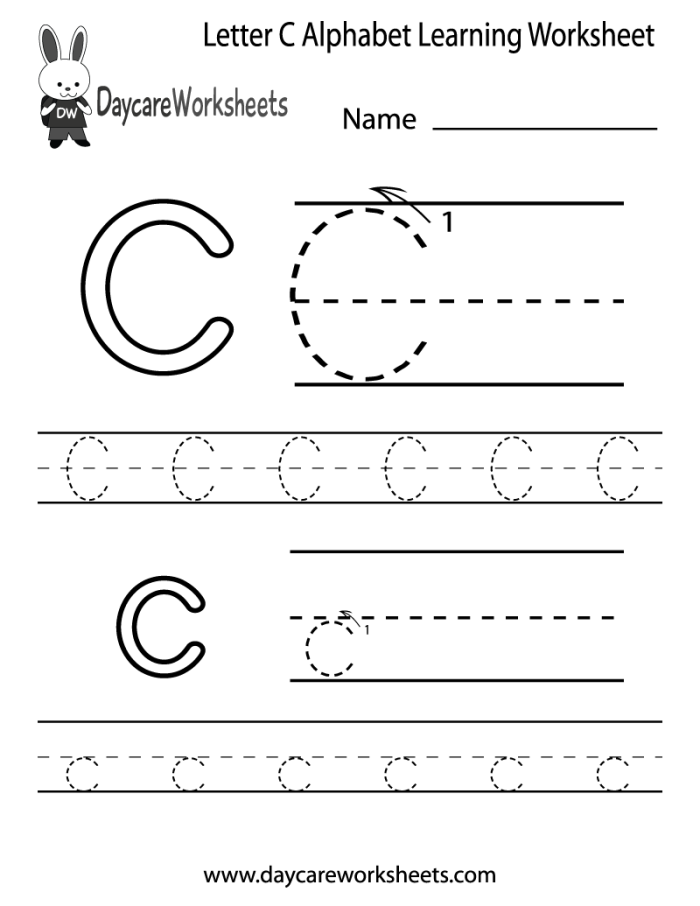 C Is For Letter C Coloring Worksheet for Pre-K Students 14 Preschool worksheet featuring the letter C and pictures of items to color for alphabet practice
