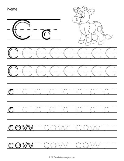 Practice Tracing the Letter C worksheet for Pre-K