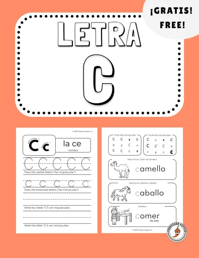 Pre-K worksheet helping children identify objects that start with the letter C