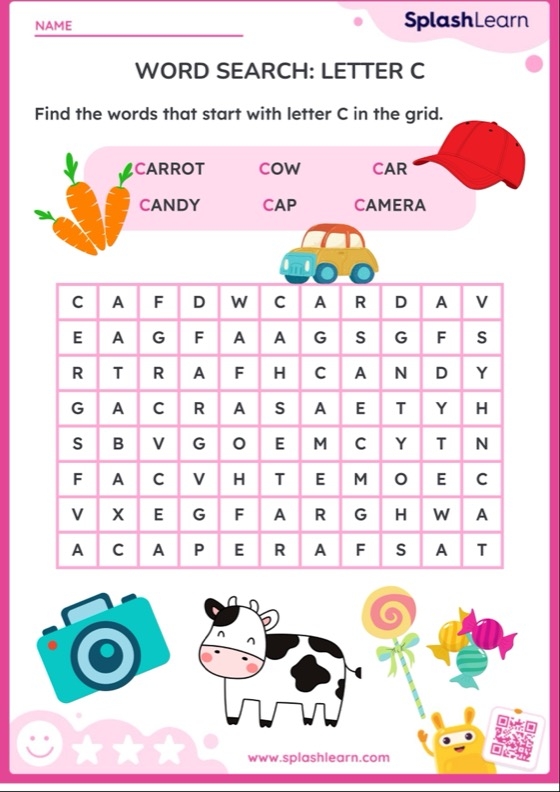 Pre-K worksheet activity focusing on identifying images that begin with the letter C