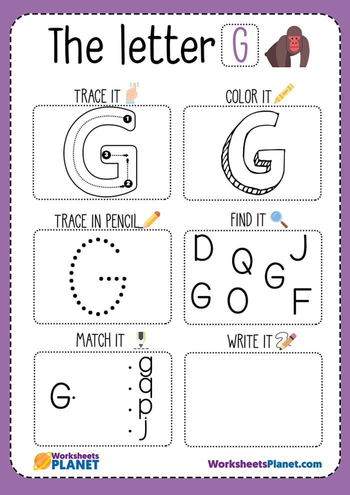 Letter G Maze Worksheet for Preschoolers 19 Pre-K letter G maze worksheet featuring a mother and baby giraffe 19