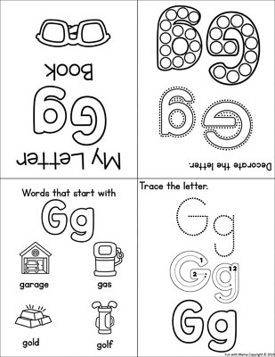 Worksheet featuring items that begin with the letter G for phonics practice