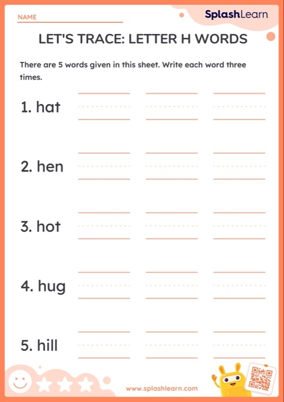 Preschool phonics worksheet featuring various objects to identify for the letter H