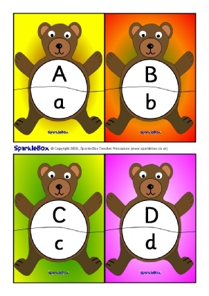 Pre-K puzzle themed worksheet for matching lowercase and uppercase letters twenty