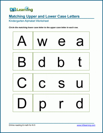 Worksheet featuring a fun puzzle for matching uppercase and lowercase letters