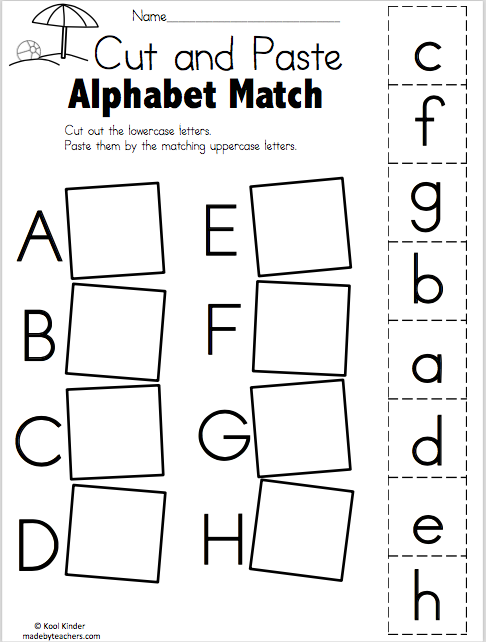 Worksheet featuring a colorful puzzle to match uppercase and lowercase letters for Pre-K learners