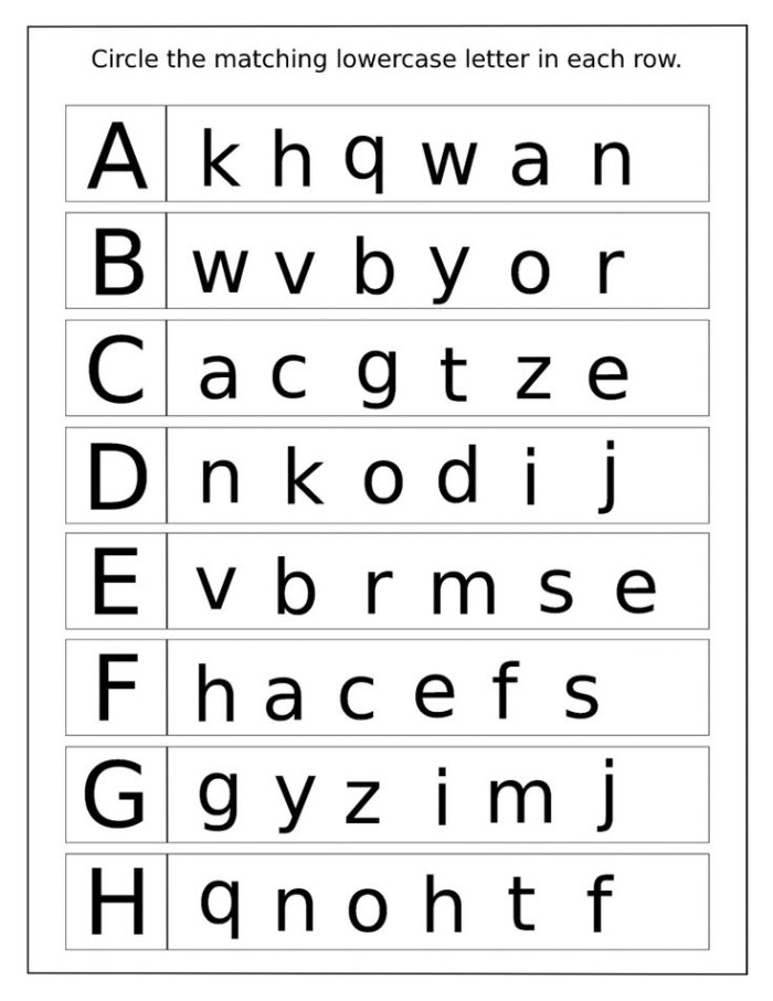 Colorful worksheet featuring a puzzle theme for matching uppercase and lowercase letters