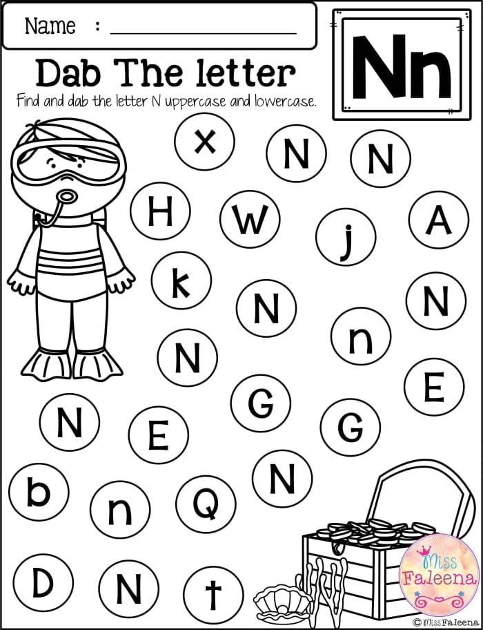 Letter Recognition worksheet for matching uppercase and lowercase letters in Pre-K