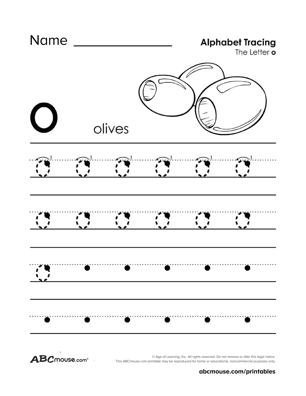 Preschool worksheet featuring multiple illustrations of objects that begin with the letter O for phonics practice
