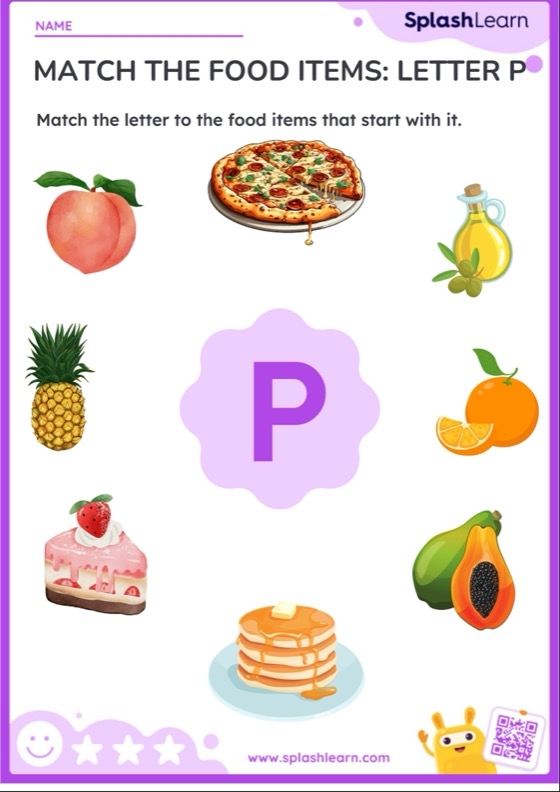 Pre-K worksheet featuring various objects to help students identify words that start with the letter P