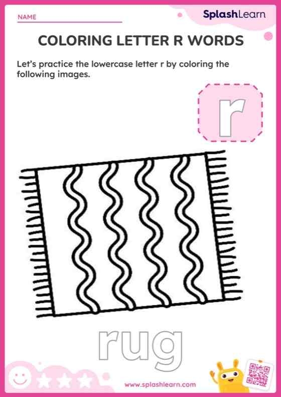 Printable Letter R activity worksheet for kids to identify words starting with the letter R