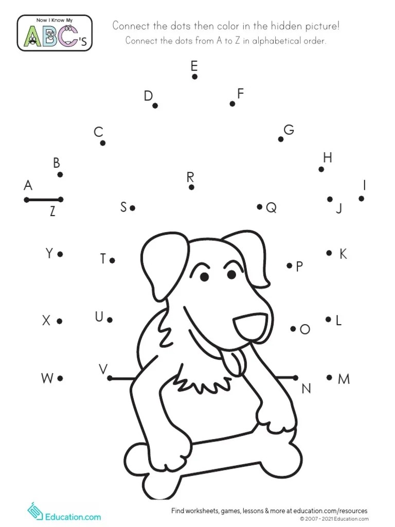Alphabet Dot-to-Dot Dog House Worksheet for Preschoolers Pre-K student completing an Alphabet Dot-to-Dot Dog House worksheet to practice letter recognition
