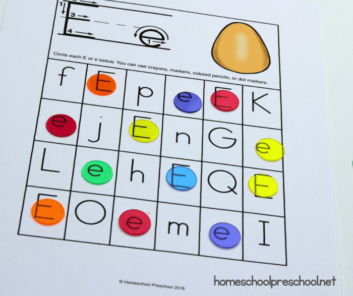 ALT text for Identifying Letters Assessment worksheet for preschool students