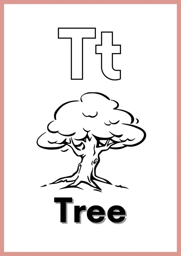 Pre-K phonics worksheet featuring various objects that begin with the letter T