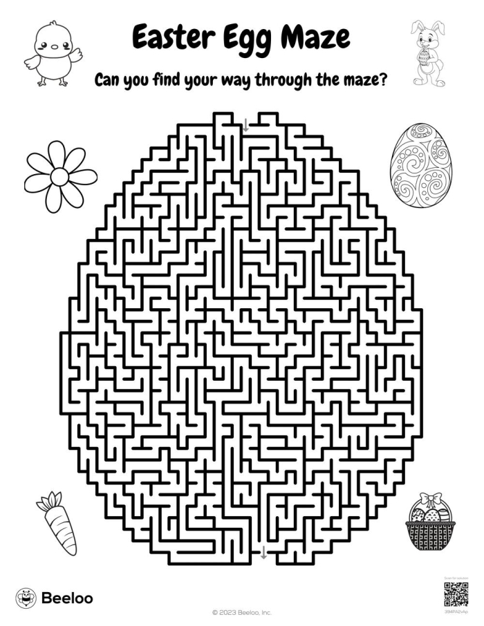 Egg-cellent Maze worksheet for Pre-K