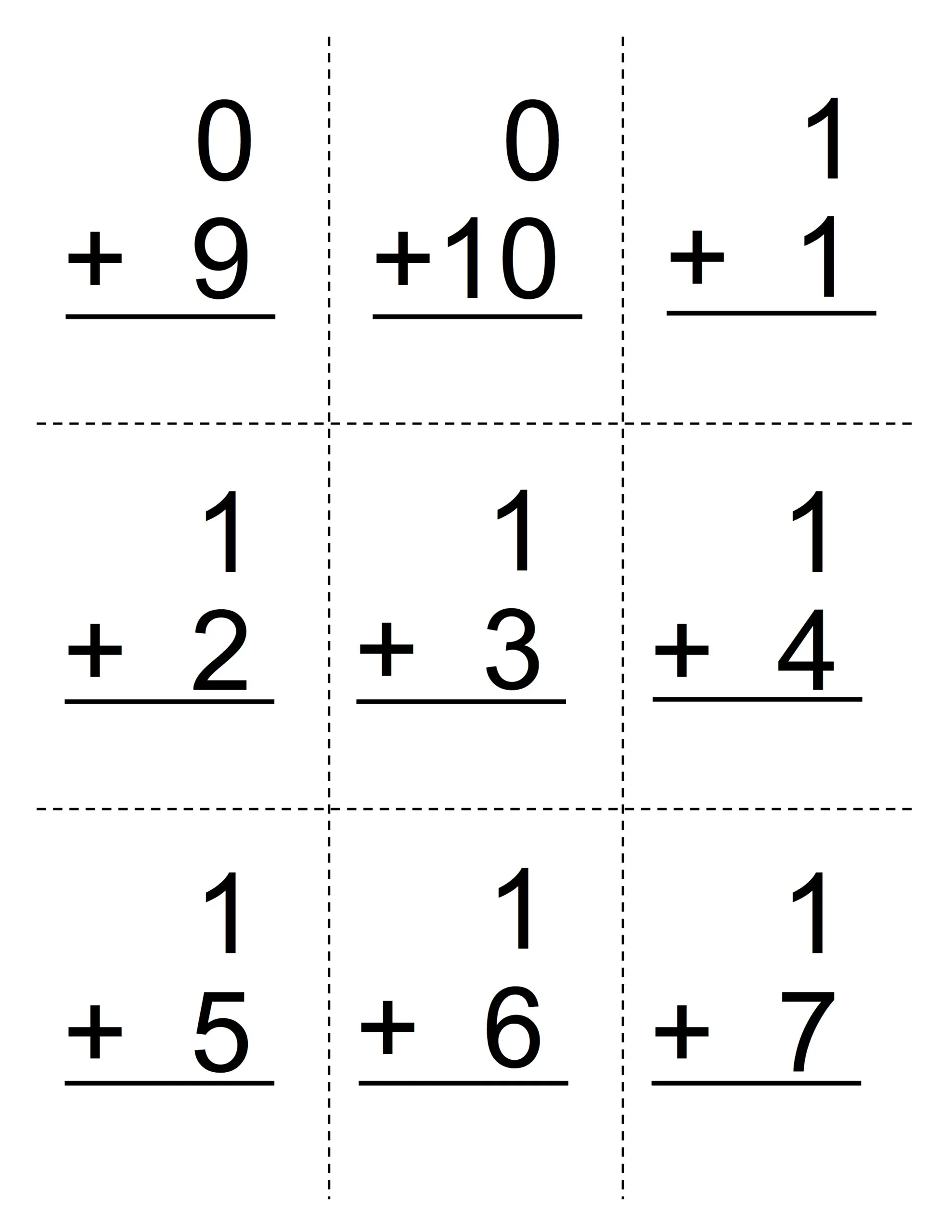 Printable addition flash cards worksheet 5 for prekindergarten students Colorful preschool addition flash cards worksheet for early math practice